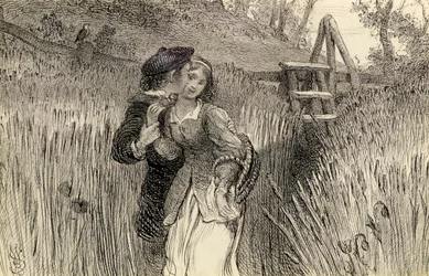 Comin &39;Through the Rye, 1870 (caneta e tinta no papel)